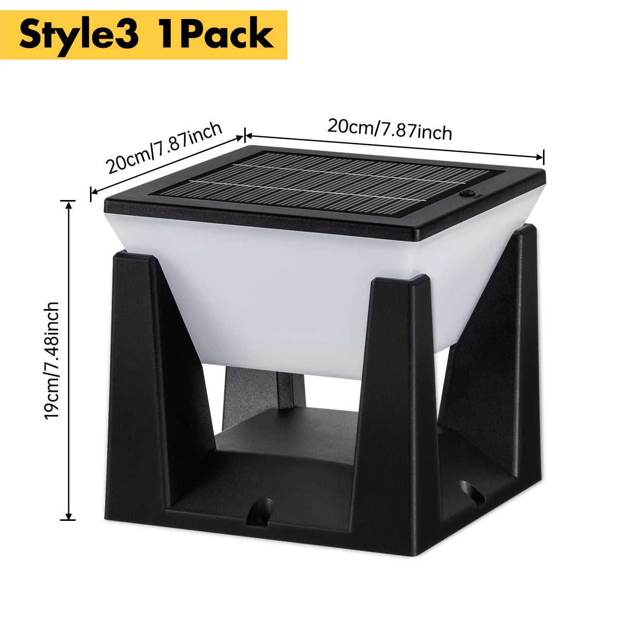 Solar Post Cap Light — Art Deco Flat Top Fence Pillar Light, IP65 Waterproof, 3 Sizes