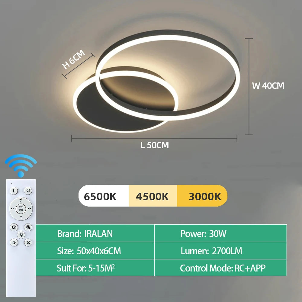 LED Ceiling Chandelier — Infinite Dimming 3-Color Remote Control, Multi-Head, Living Room Bedroom