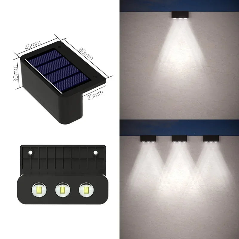 Solar Wall Lights Outdoor — IP65 Waterproof, Garden Fence Stair Pathway Step Lighting