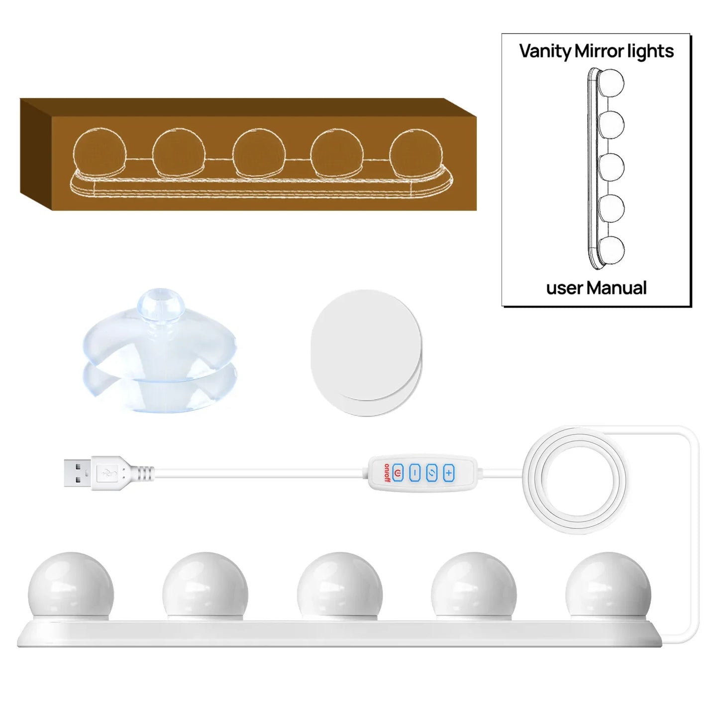 Vanity Mirror Light — USB Dimmable Makeup Lights, 3 Color Temps, Hollywood Style Bathroom