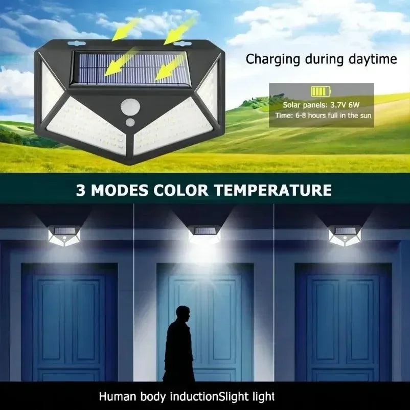 LED Solar Motion Sensor Light — 270° Waterproof IP65 Spotlight, Garden Security Lamp