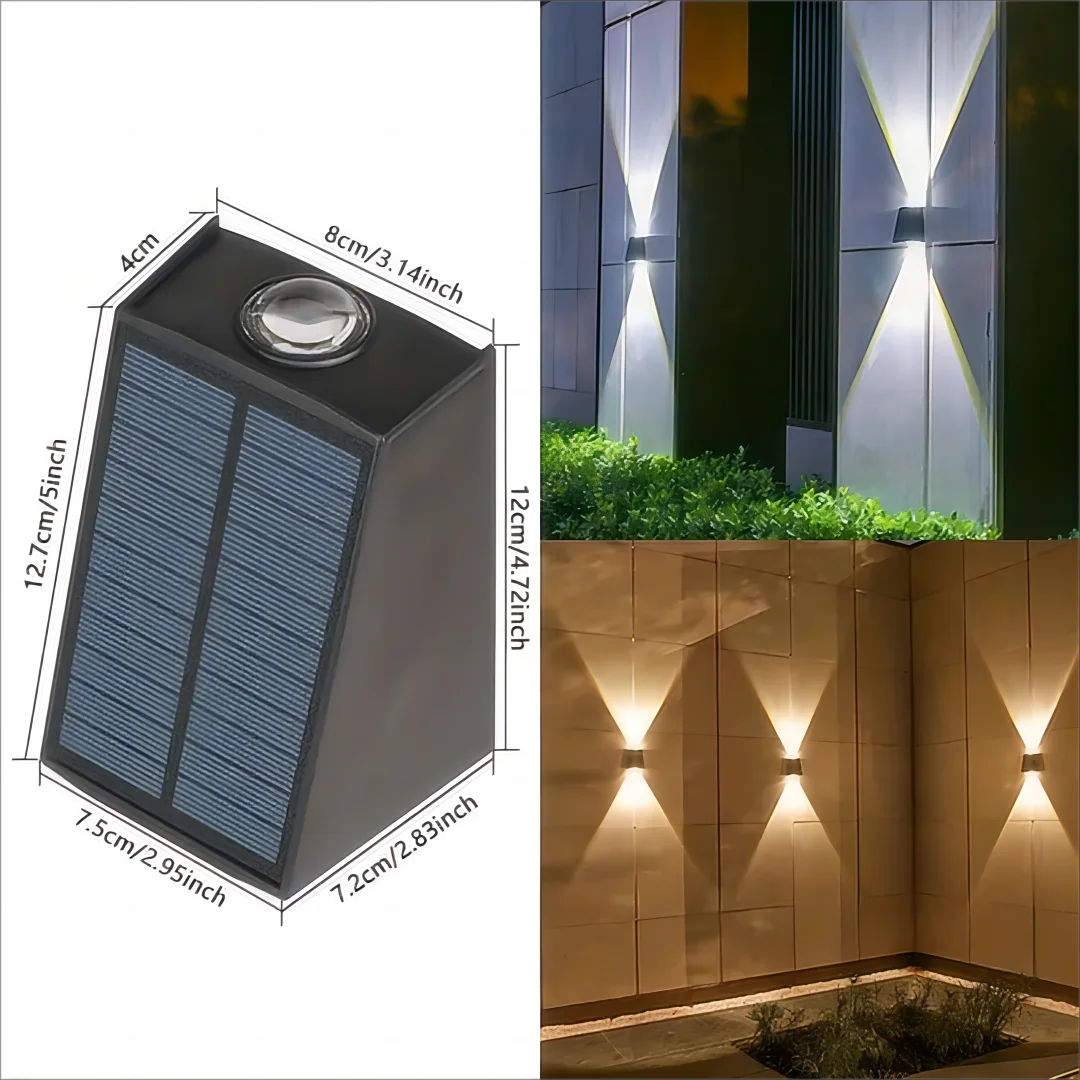 Solar Outdoor Wall Light — Up Down Garden Sconce, Waterproof Villa Patio Yard Atmosphere Light
