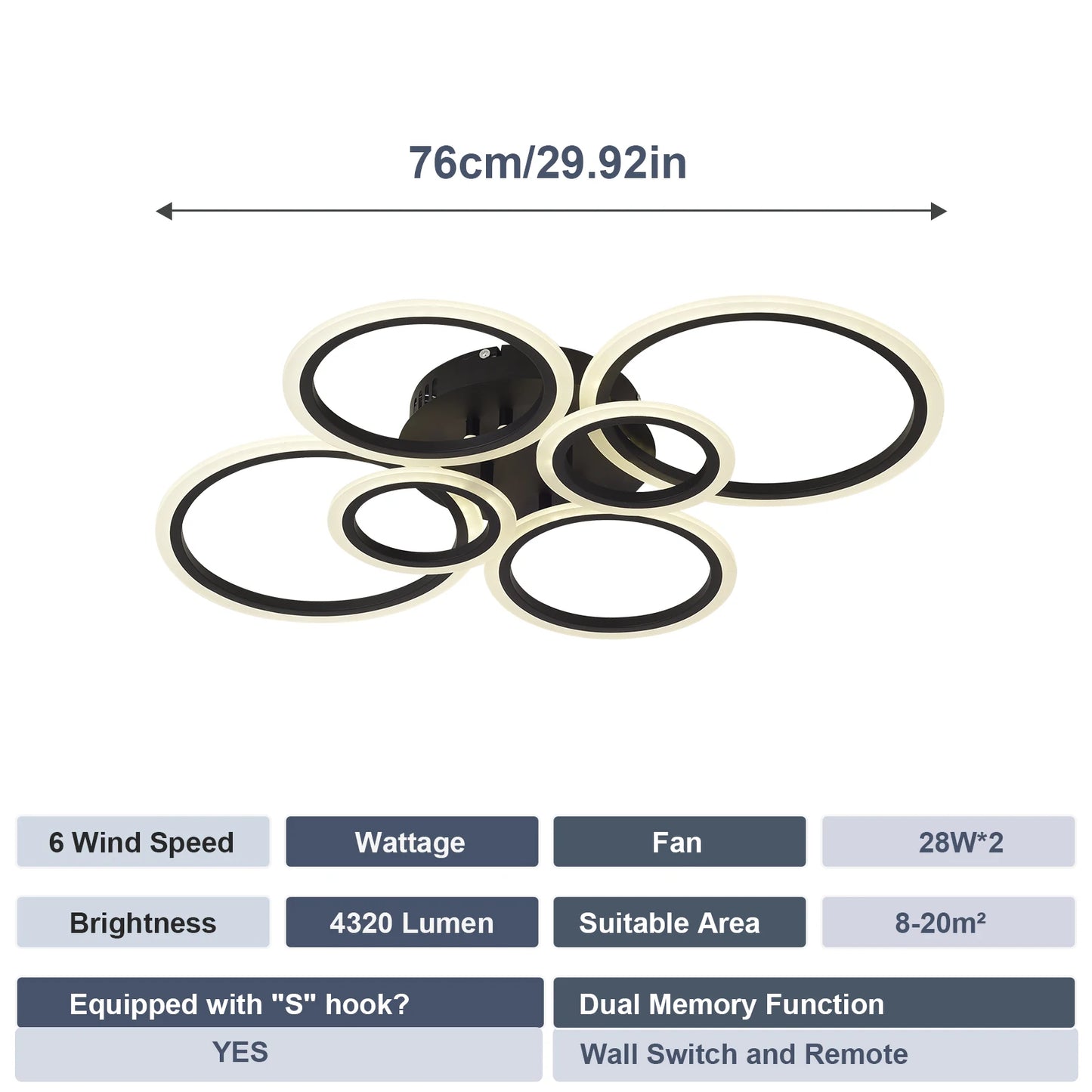 LED Ceiling Chandelier — Dimmable Modern Flush Mount, Living Room Bedroom Study Dining Room
