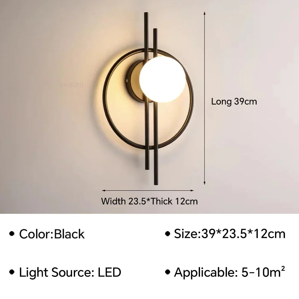Wall Sconce — Up Down Frosted Glass Wall Light, Touch Switch, Bedroom Living Room Hallway
