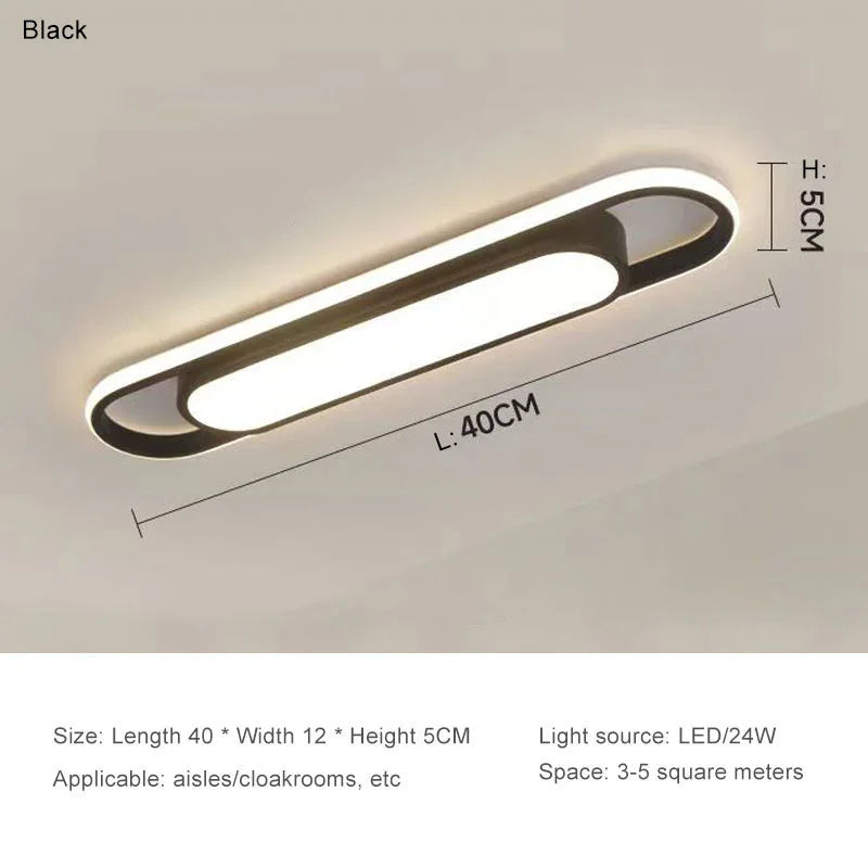 LED Ceiling Light — Oval Strip Flush Mount Corridor Light, Ultra Thin, Stairwell Balcony