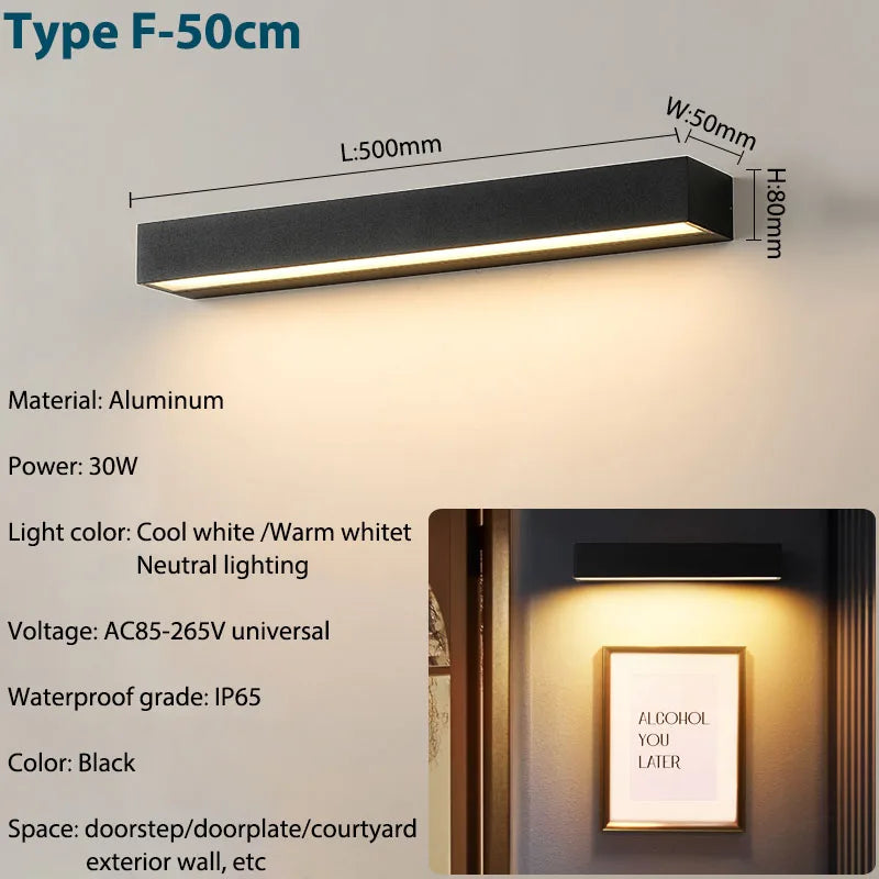 LED Outdoor Wall Sconce — IP65 Waterproof Aluminum Porch Light, Modern Exterior Fixture