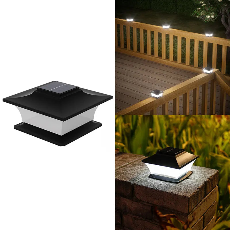 Solar Post Cap Light — Auto On/Off Outdoor Landscape Light, Garden Pathway Fence Patio