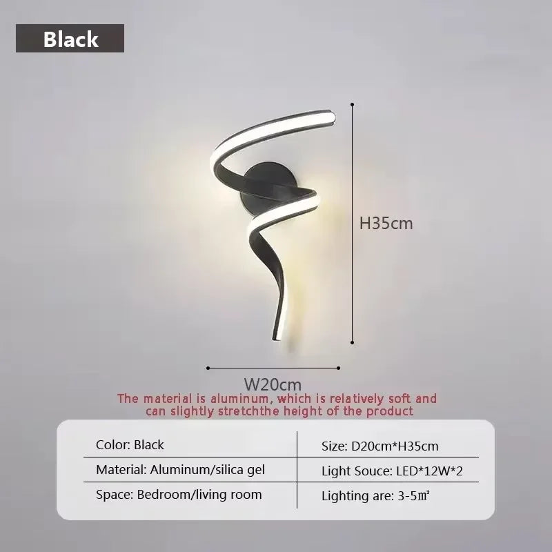Wall Sconce — Spiral Acrylic Up Down Wall Light, 12W Tricolor, Bedroom Living Room Corridor