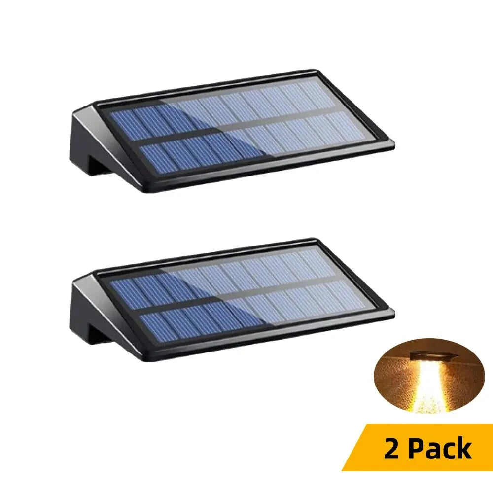 Solar Fence Wall Lights 2-Pack — Outdoor Waterproof Deck Lights, Fence Post Yard Pathway