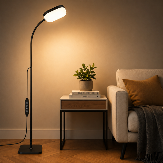 Floor Lamp — 18W Dimmable Gooseneck Reading Light, 2-in-1 Floor & Table Lamp, Adjustable