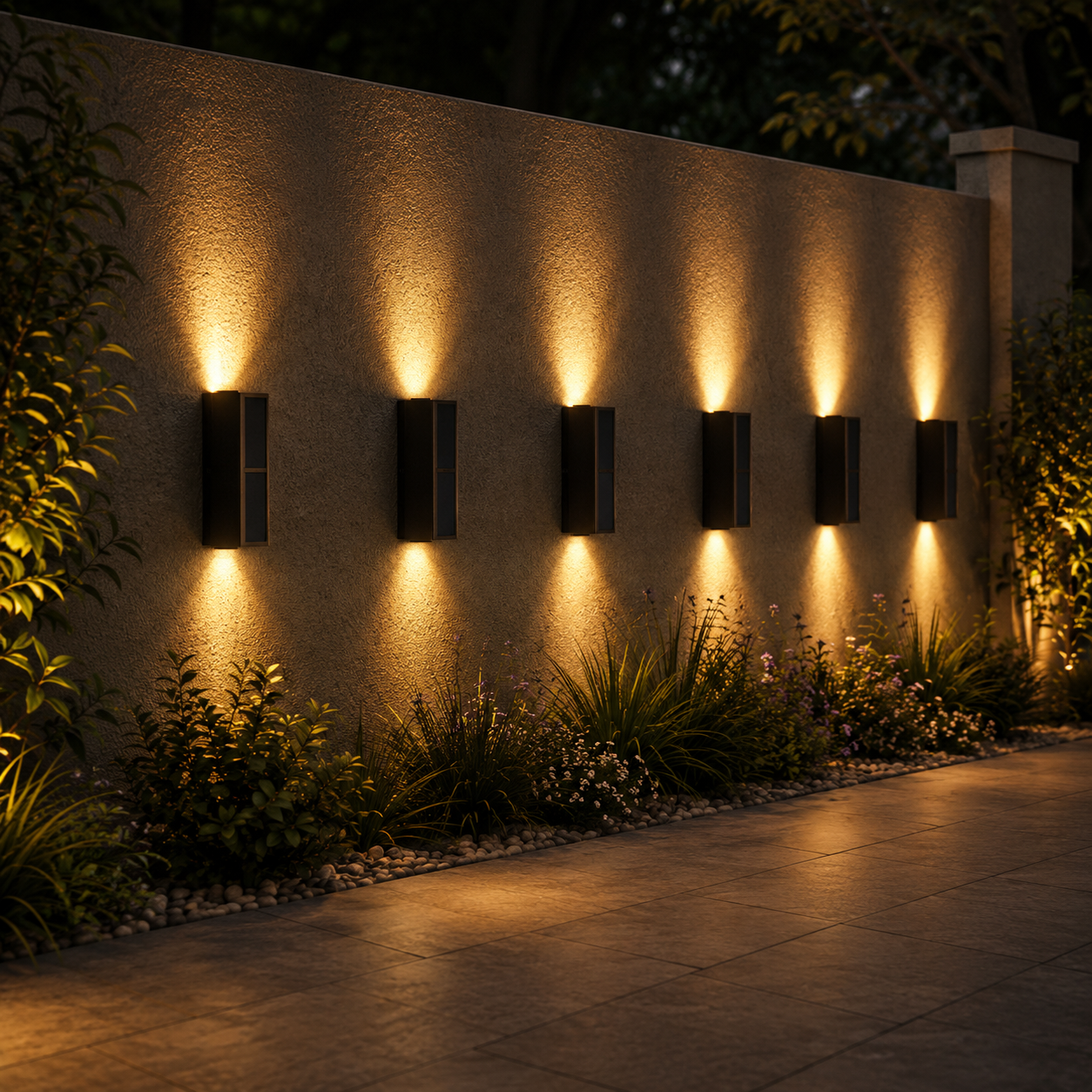 Solar Up Down Wall Washer Light Outdoor — IP65 Waterproof, Auto Dusk to Dawn, Garden Porch