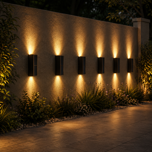 Solar Up Down Wall Washer Light Outdoor — IP65 Waterproof, Auto Dusk to Dawn, Garden Porch