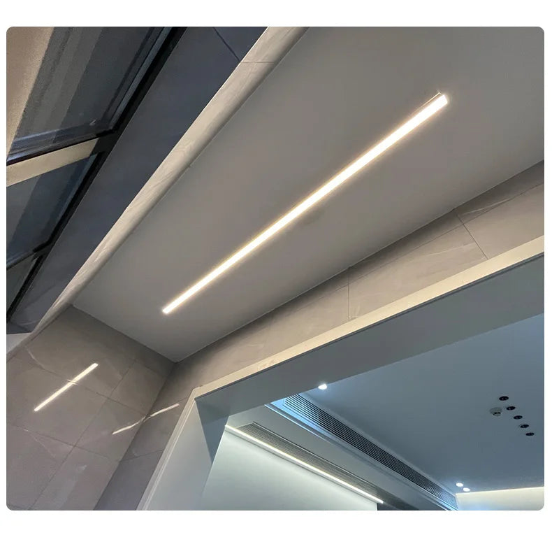LED Ceiling Light — Linear Strip Flush Mount, Dimmable Remote, Black, Kitchen Dining Bedroom