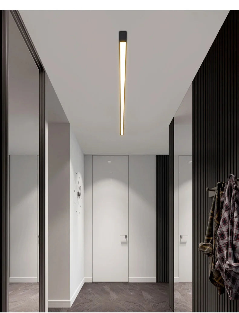 LED Ceiling Light — Linear Strip Flush Mount, Dimmable Remote, Black, Kitchen Dining Bedroom