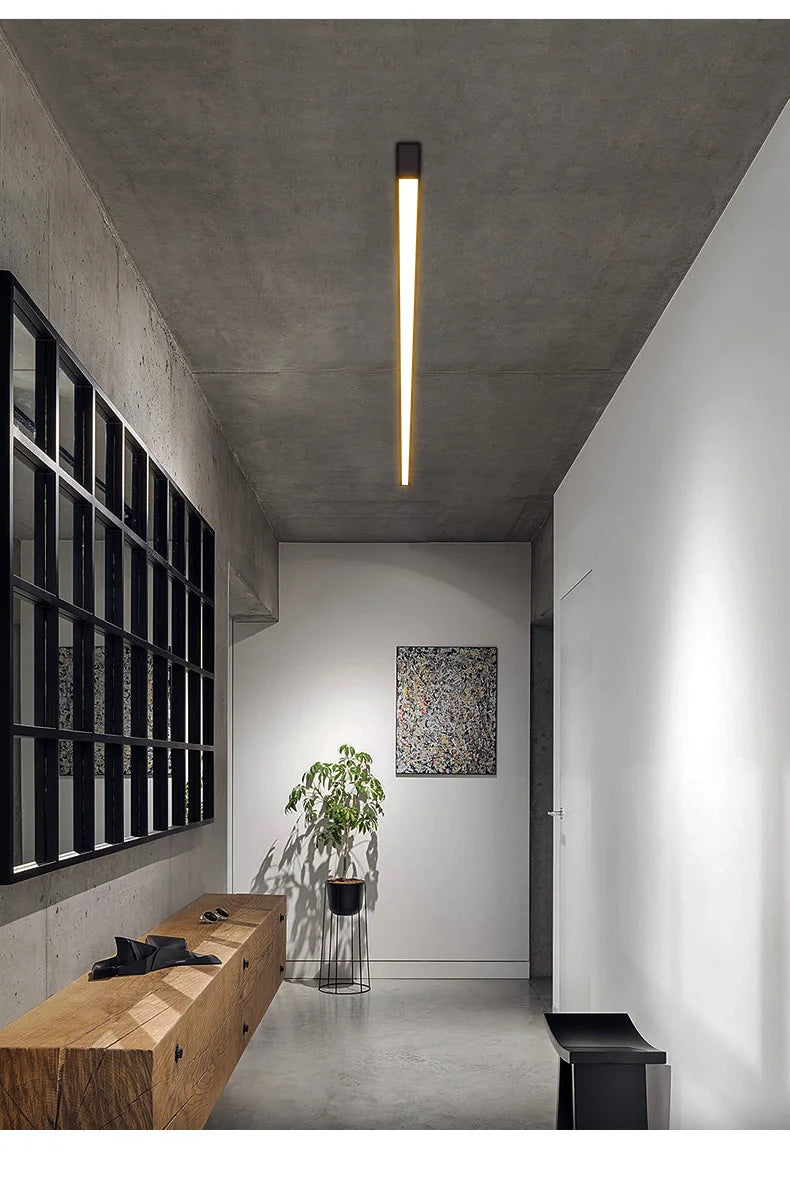 LED Ceiling Light — Linear Strip Flush Mount, Dimmable Remote, Black, Kitchen Dining Bedroom