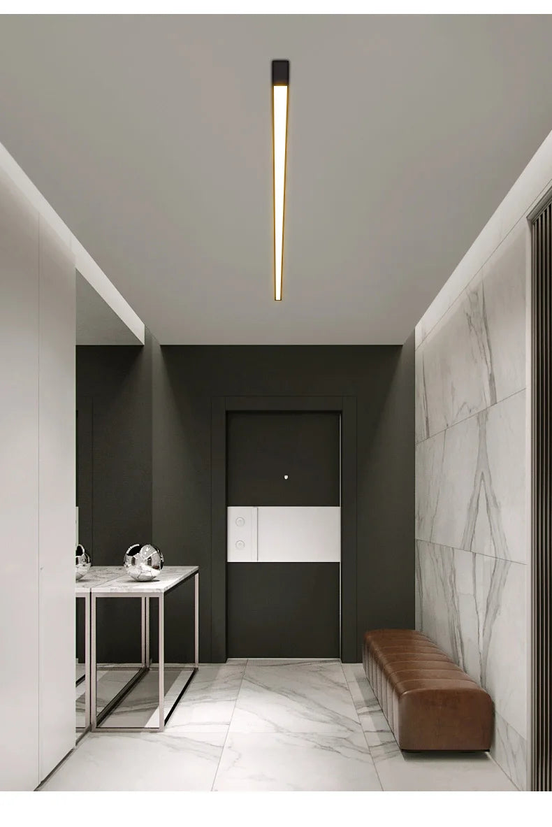 LED Ceiling Light — Linear Strip Flush Mount, Dimmable Remote, Black, Kitchen Dining Bedroom