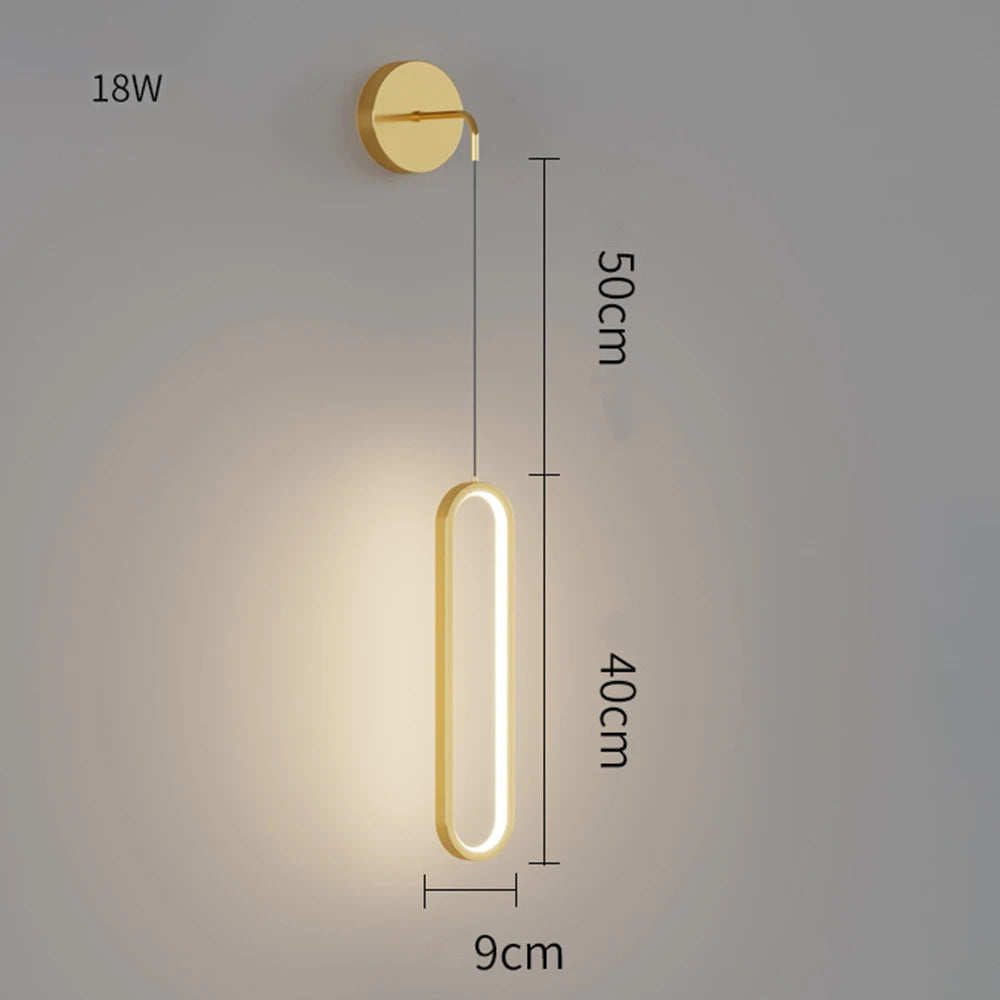 Wall Sconce — 18W 3-Color LED Wall Lamp, Metal Acrylic, Living Room Bedroom TV Background