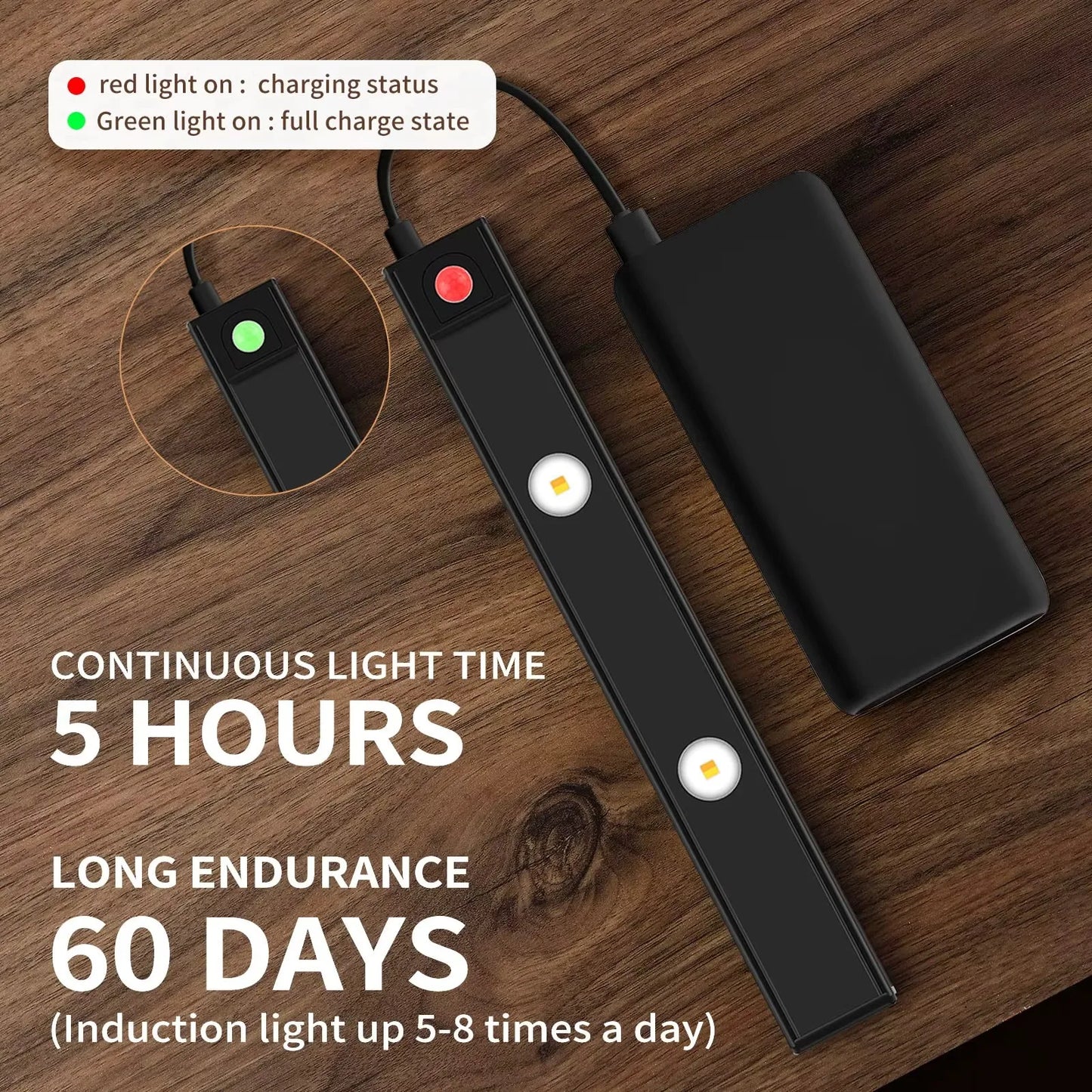 LED Under Cabinet Light — Motion Sensor, 3 Color Temps, Dimmable, Rechargeable, Kitchen Wardrobe