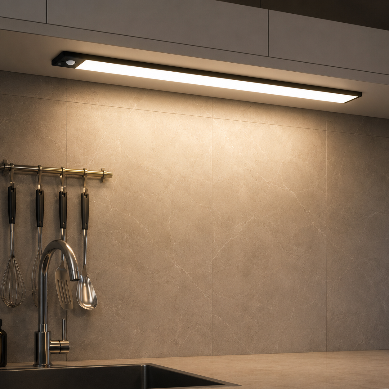 LED Under Cabinet Night Light — Motion Sensor, 3 Color Temps, Rechargeable, Magnetic, Kitchen Closet