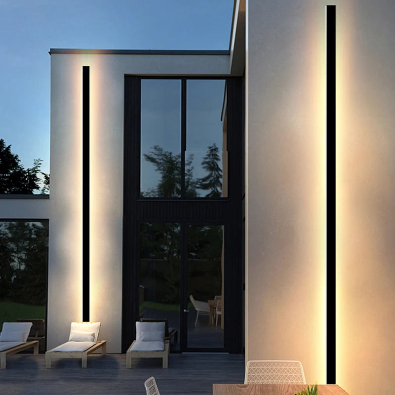 LED Outdoor Wall Sconce IP65 Waterproof — Dimmable Long Bar Light, Porch Garage Villa