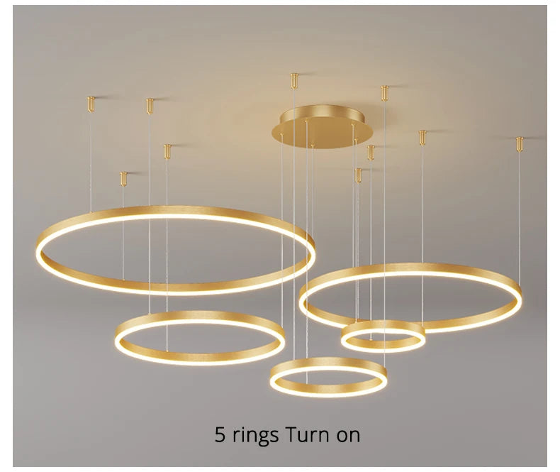 Ring Ceiling Chandelier — Dimmable 3-Color Modern Ceiling Light, Living Room Bedroom Dining Room