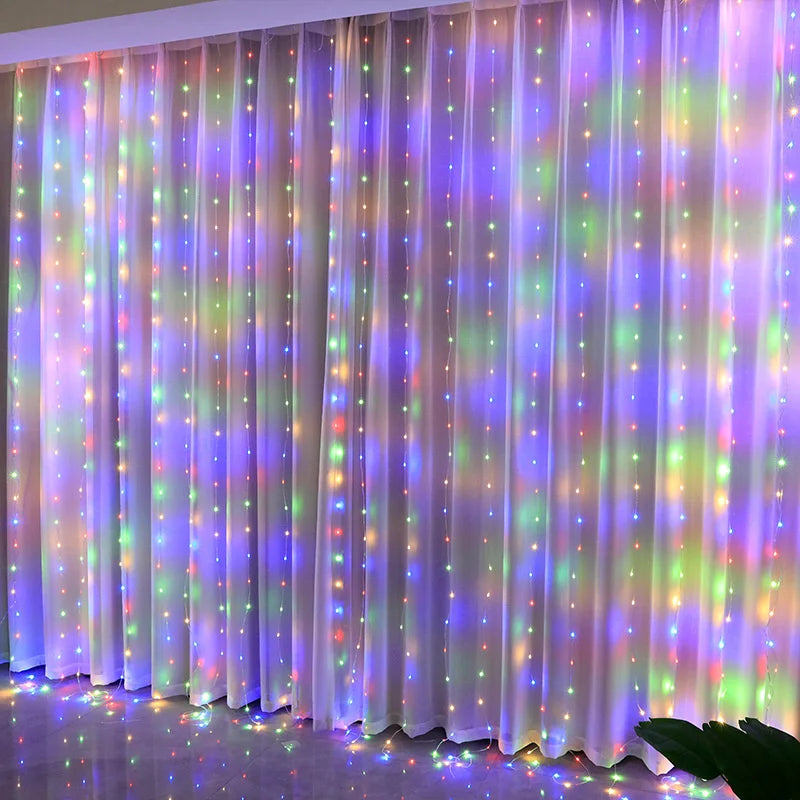 LED Fairy String Curtain Lights — 8 Mode Remote Control, USB, Bedroom Holiday Decor
