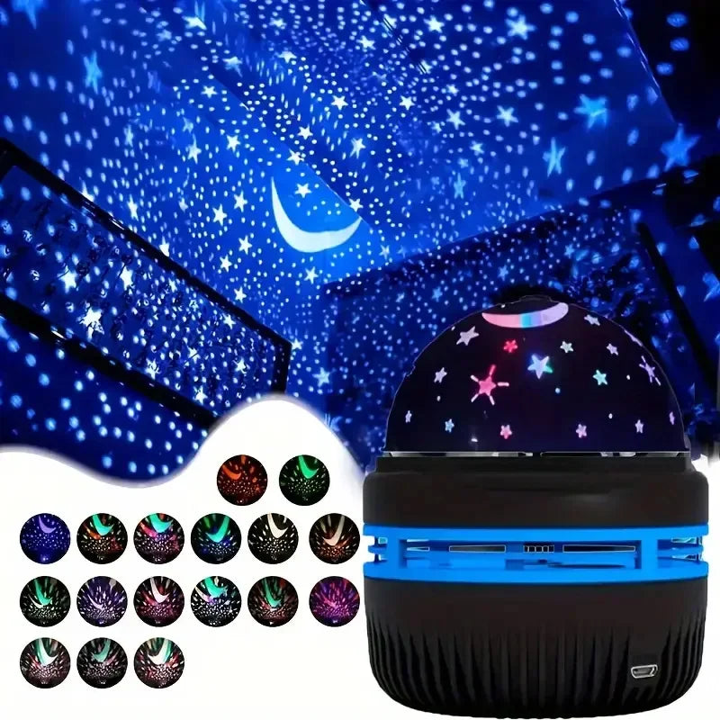LED Starry Sky Projector Night Light — Magic Ball, RGB, 360° Rotating, Bedroom Kids Room Decor