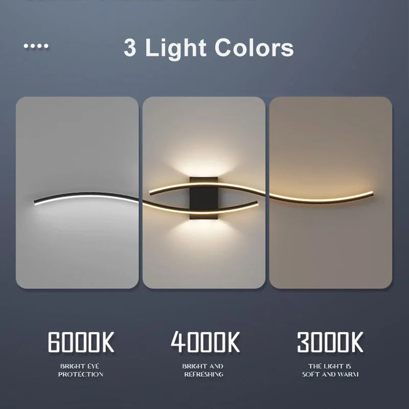 LED Wall Sconce — Up Down Indoor Wall Light, Dimmable, Black Gold White, Bedroom Living Room