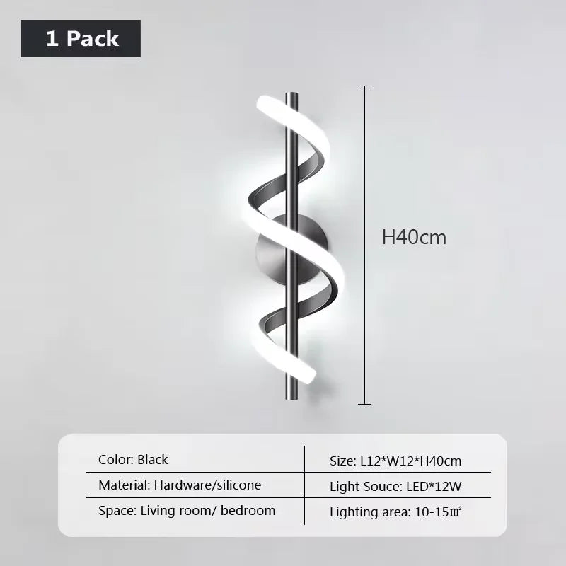 Wall Sconce — Spiral Acrylic Up Down Wall Light, 12W Tricolor, Bedroom Living Room Corridor