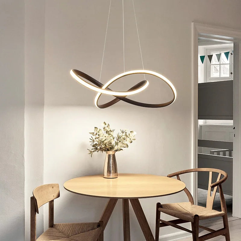 LED Ceiling Chandelier — 48W Dimmable 3-Color Semi Flush Mount, Dining Room Bedroom Living Room