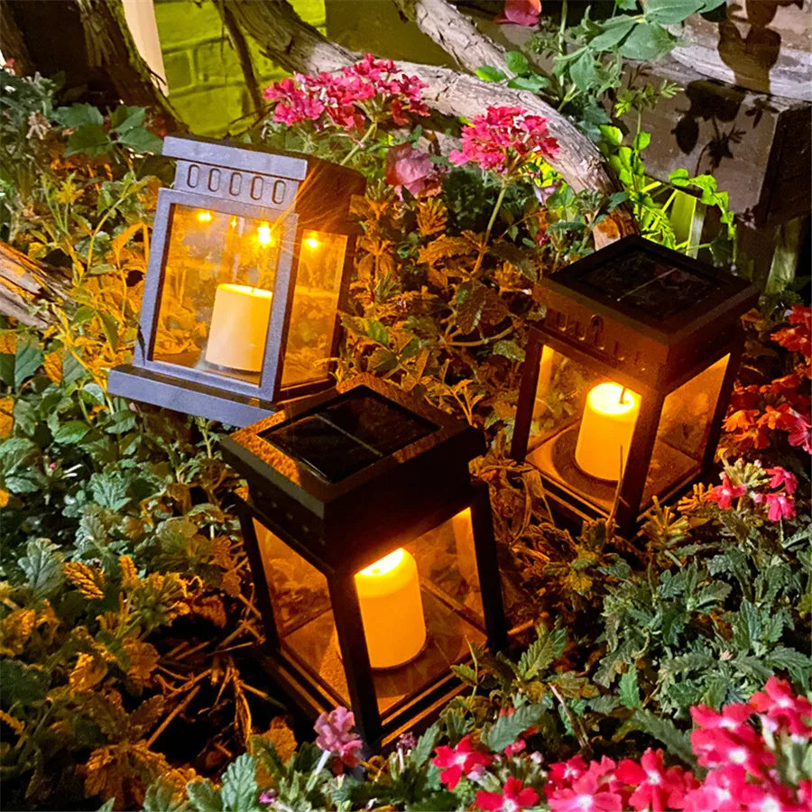 Solar Candle Lantern — Outdoor Hanging Garden Light, Waterproof, Patio Yard Lawn Decor