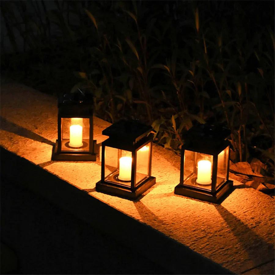 Solar Candle Lantern — Outdoor Hanging Garden Light, Waterproof, Patio Yard Lawn Decor