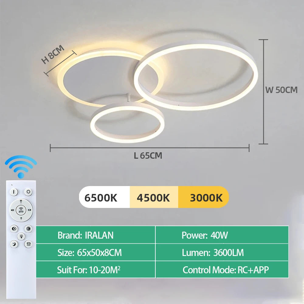 LED Ceiling Chandelier — Infinite Dimming 3-Color Remote Control, Multi-Head, Living Room Bedroom