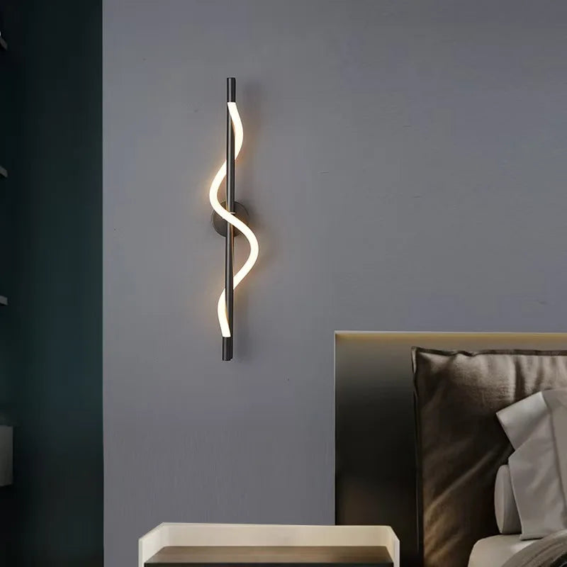 LED Wall Sconce — Italian Minimalist Bedside Lamp, Black Gold White, Living Room Corridor