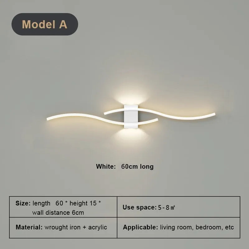 LED Wall Sconce — Up Down Indoor Wall Light, Dimmable, Black Gold White, Bedroom Living Room