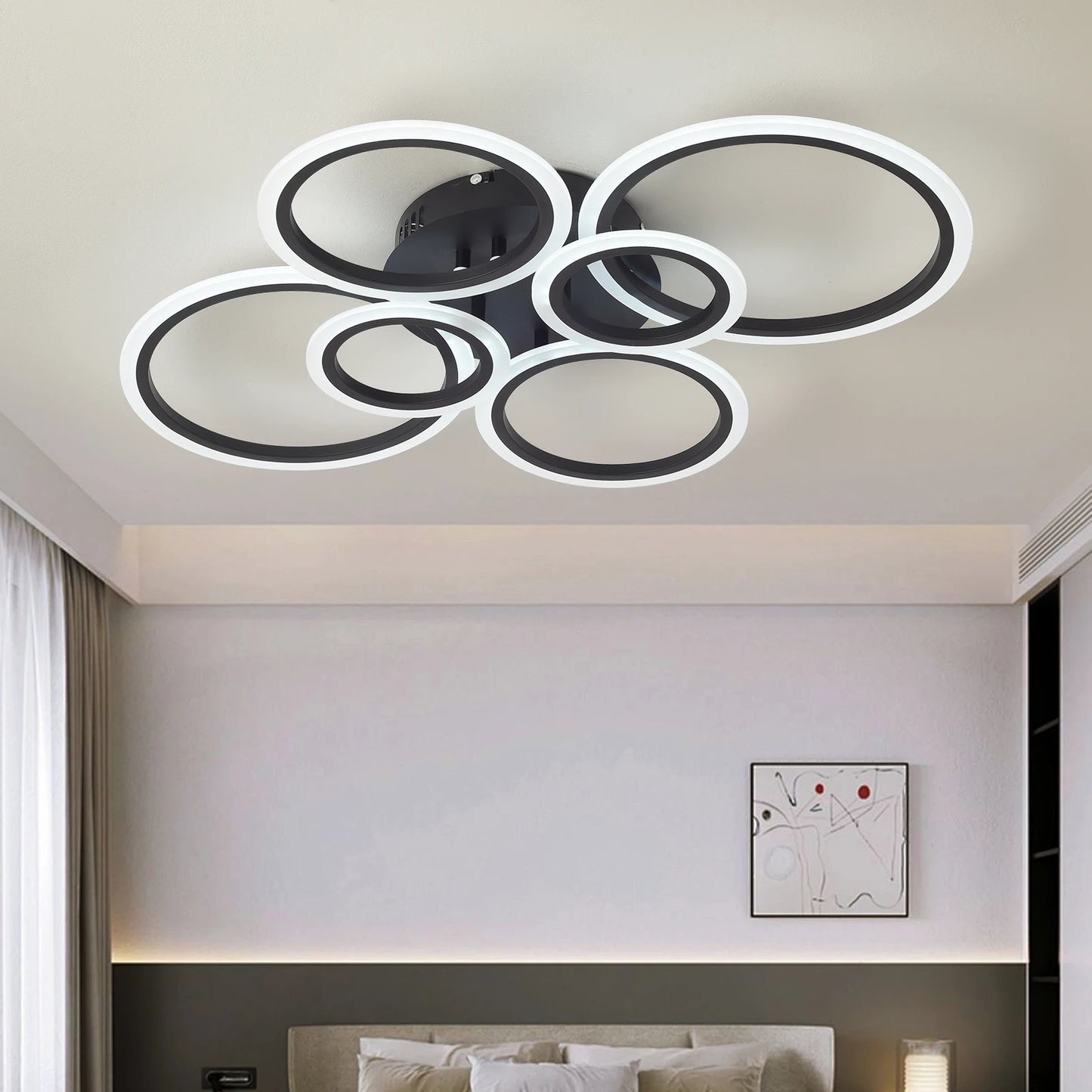 LED Ceiling Chandelier — Dimmable Modern Flush Mount, Living Room Bedroom Study Dining Room