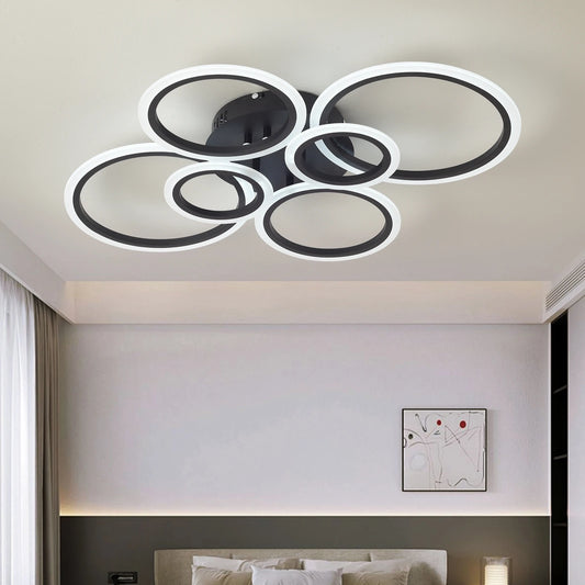 LED Ceiling Chandelier — Dimmable Modern Flush Mount, Living Room Bedroom Study Dining Room
