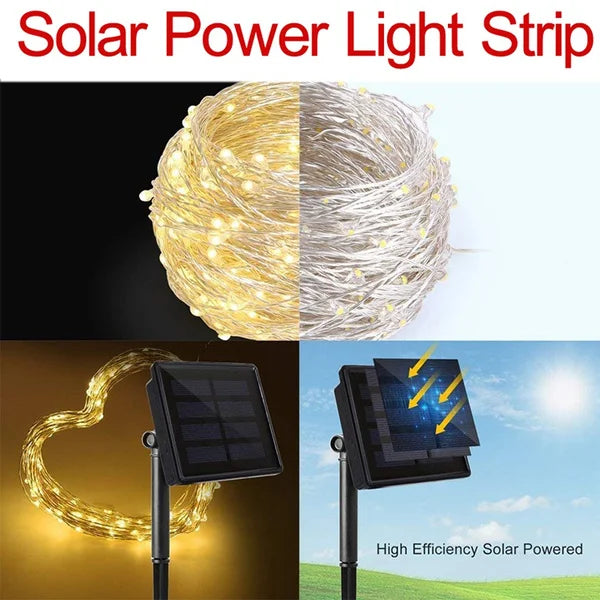 Solar Fairy String Lights Outdoor — 8 Mode IP65 Waterproof, Christmas Patio Tree Garden