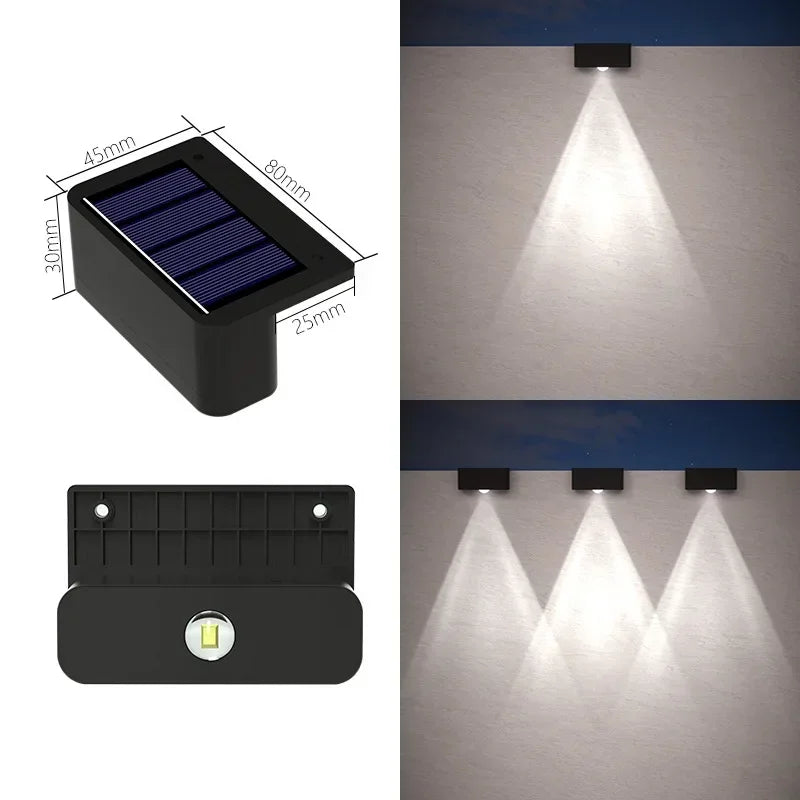 Solar Wall Lights Outdoor — IP65 Waterproof, Garden Fence Stair Pathway Step Lighting