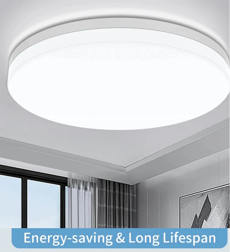 LED Ceiling Light — Ultra-Thin Round Flush Mount, Dimmable, 4 Sizes, Bedroom Living Room