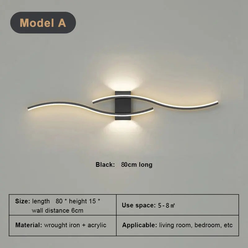 LED Wall Sconce — Up Down Indoor Wall Light, Dimmable, Black Gold White, Bedroom Living Room