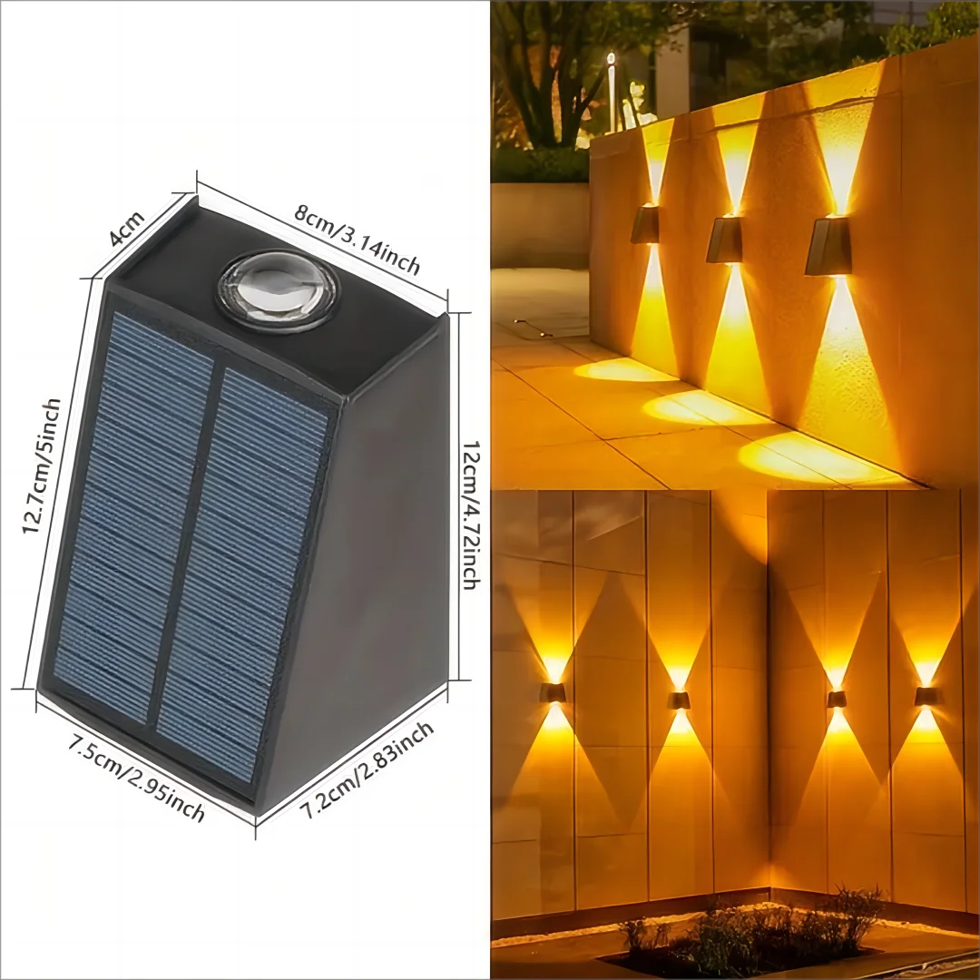 Solar Outdoor Wall Light — Up Down Garden Sconce, Waterproof Villa Patio Yard Atmosphere Light