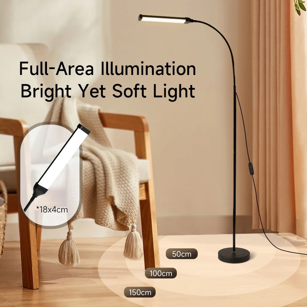 Floor Lamp — Dimmable USB Gooseneck Standing Light, RGB & White, Bedroom Living Room