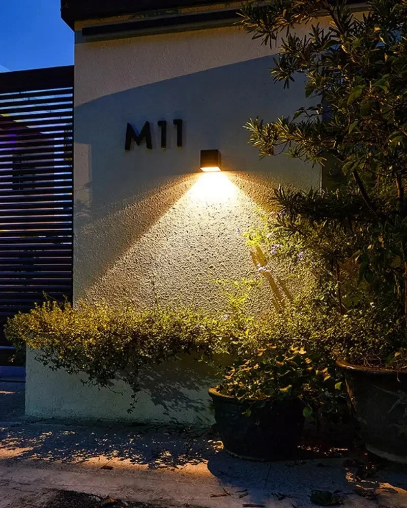 Solar Wall Sconce — Square Outdoor Garden Light, Warm White RGB, IP Waterproof, Porch Fence