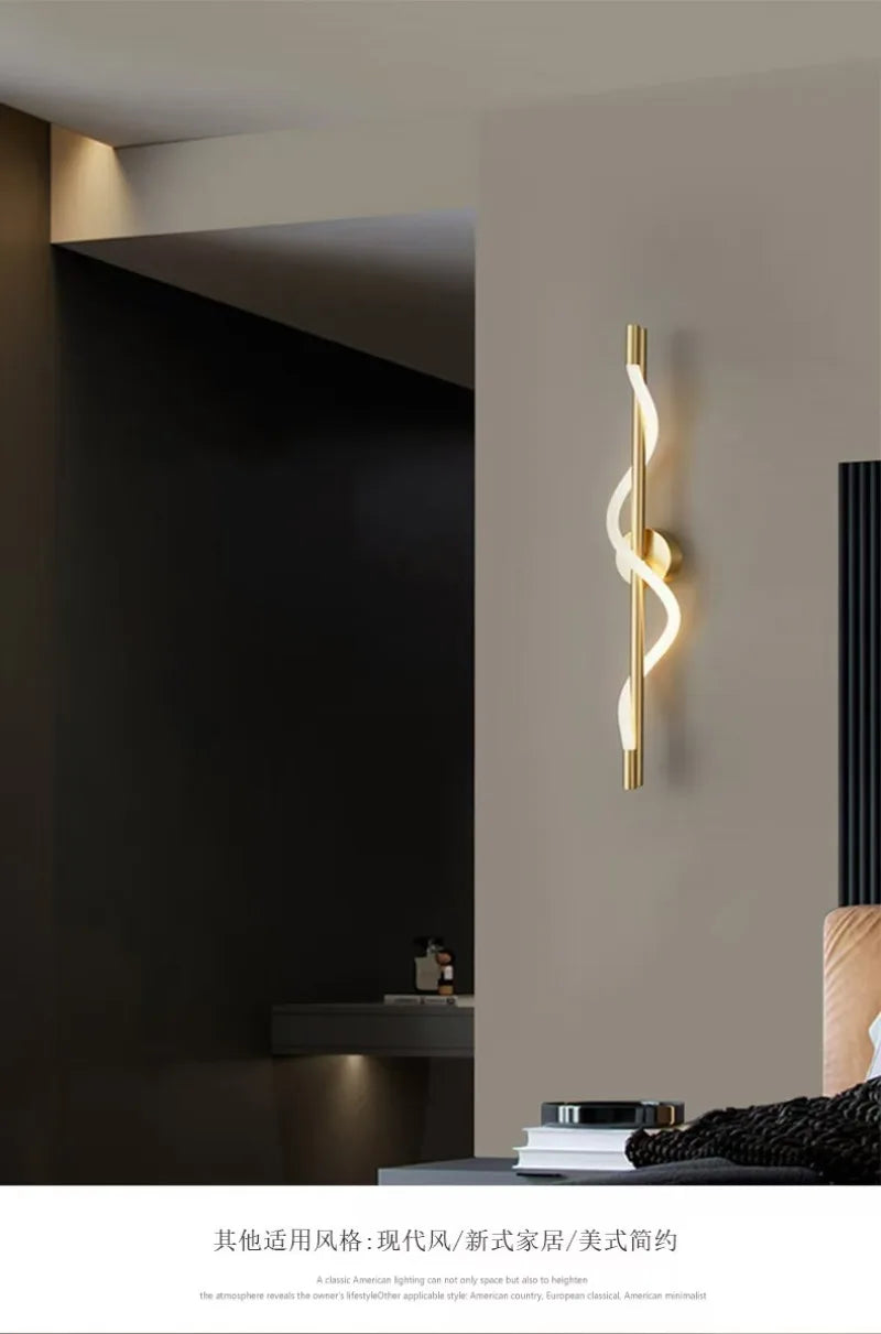 LED Wall Sconce — Italian Minimalist Bedside Lamp, Black Gold White, Living Room Corridor