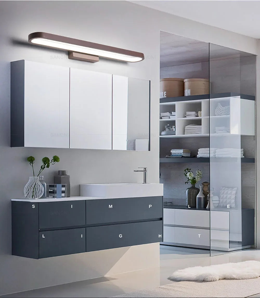 Bathroom Vanity Wall Light — Dimmable Mirror Light, Aluminum, Modern Bathroom Fixture