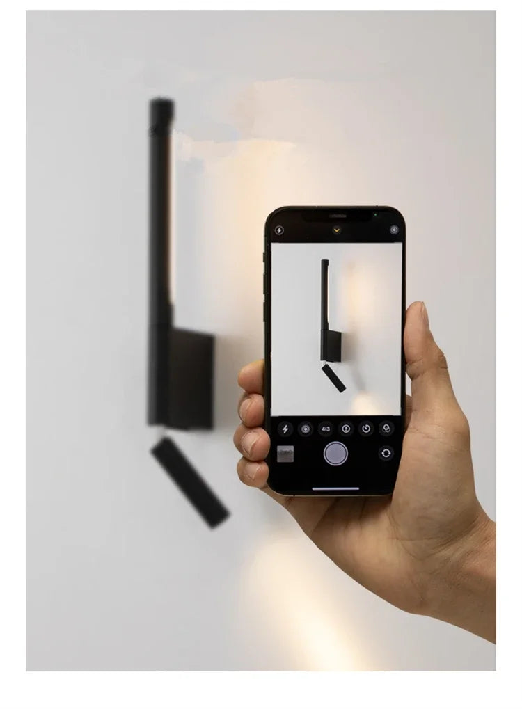 LED Wall Sconce — Adjustable Rotating Bedside Wall Light, Dimmable, Black White, Modern Indoor