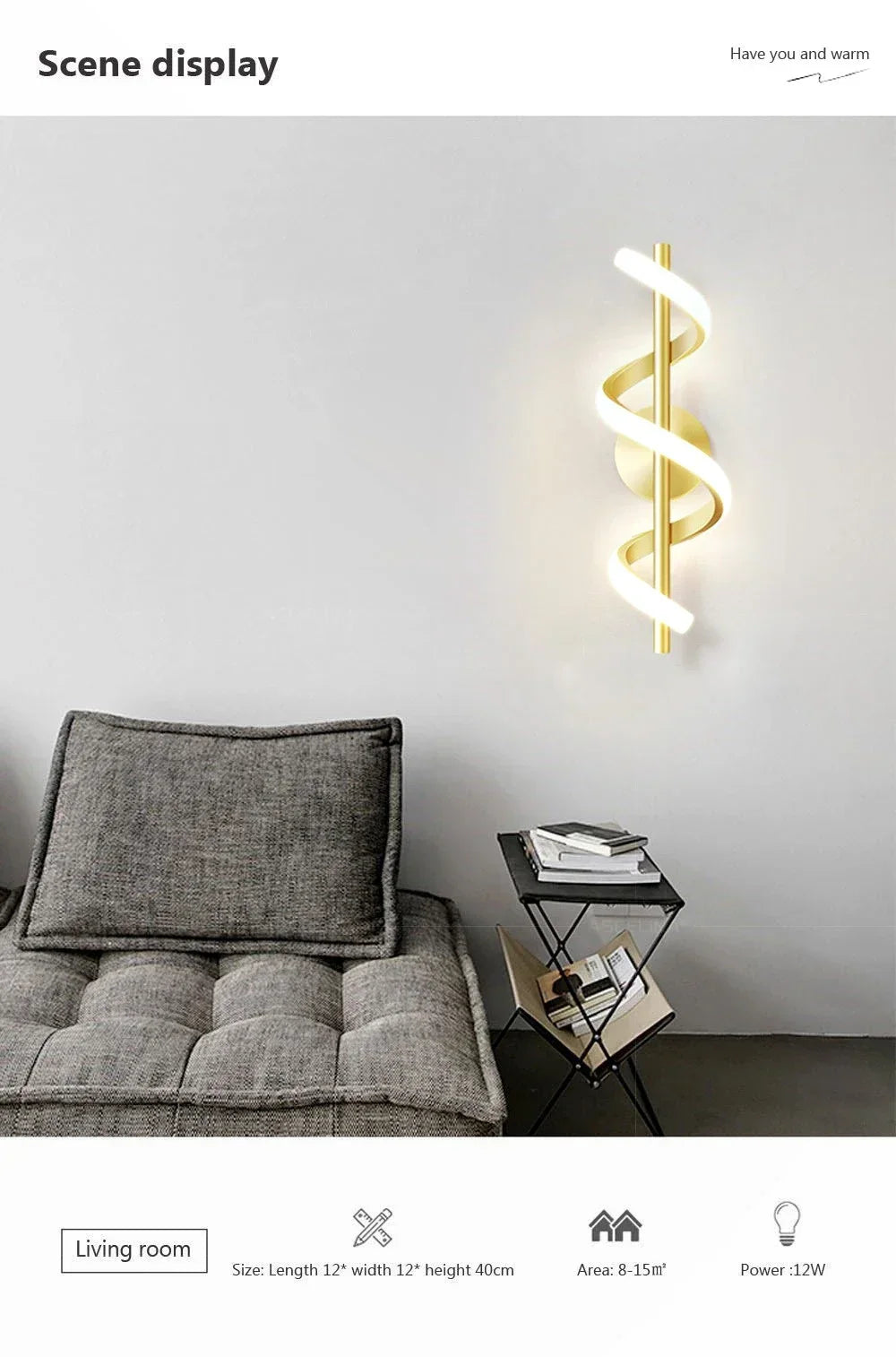 Wall Sconce — Spiral Acrylic Up Down Wall Light, 12W Tricolor, Bedroom Living Room Corridor