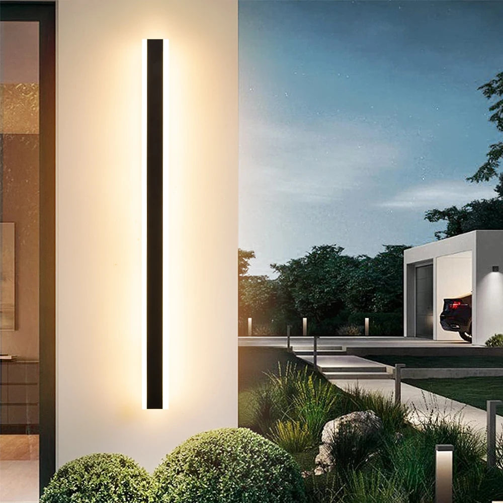 LED Outdoor Long Wall Light IP65 Waterproof — Aluminum Bar Sconce, Villa Porch Garden