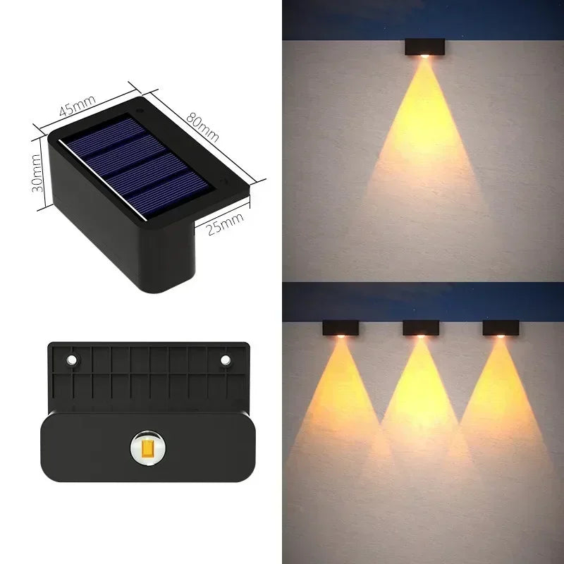 Solar Wall Lights Outdoor — IP65 Waterproof, Garden Fence Stair Pathway Step Lighting